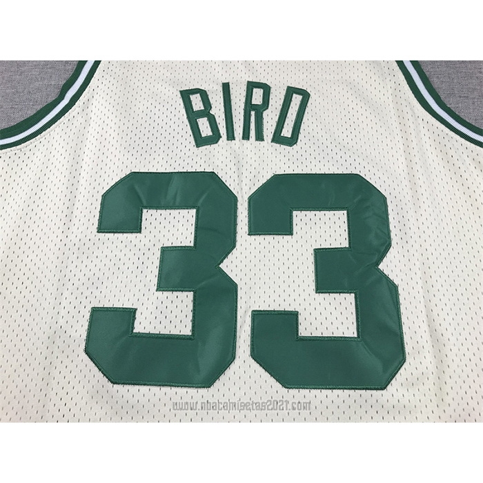 Camiseta Boston Celtics Larry Bird #33 Mitchell & Ness Chainstitch Crema